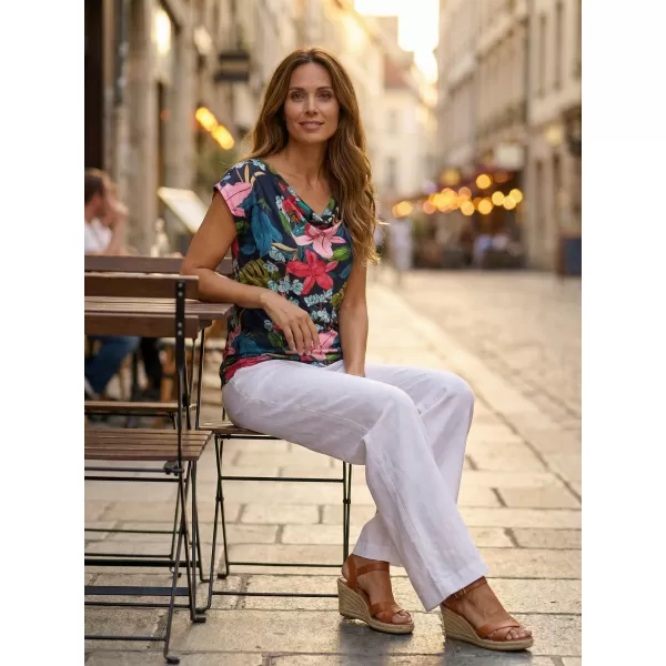  Tricou de damă cu mâneci scurte KIXMI JACINTA ALBASTRU INCHIS 