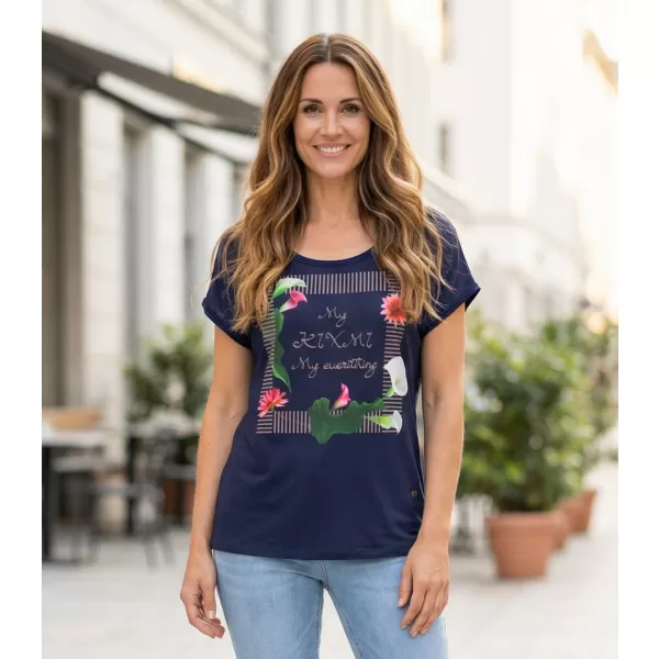  Tricou de damă cu mâneci scurte KIXMI JENNY ALBASTRU INCHIS 