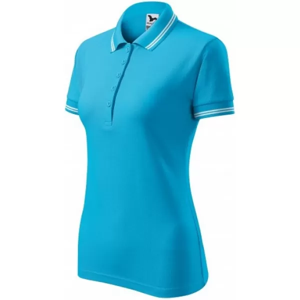  Tricou de damă cu guler MALFINI URBAN 220 TURCOAZ 