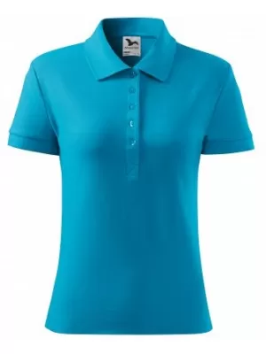 Tricou de damă cu guler MALFINI COTTON 213 TURCOAZ