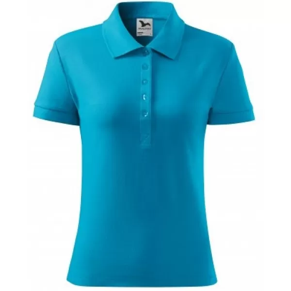  Tricou de damă cu guler MALFINI COTTON 213 TURCOAZ 