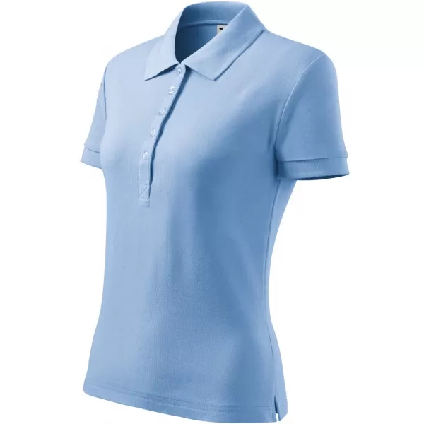  Tricou de damă cu guler MALFINI HEAVY 216 ALBASTRU CERUL 