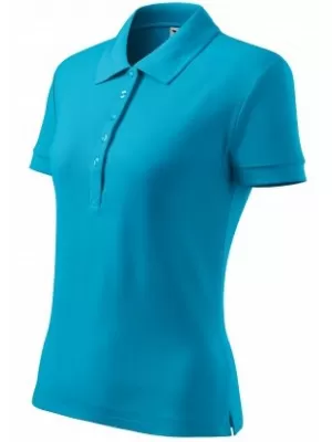 Tricou de damă cu guler MALFINI COTTON 213 TURCOAZ