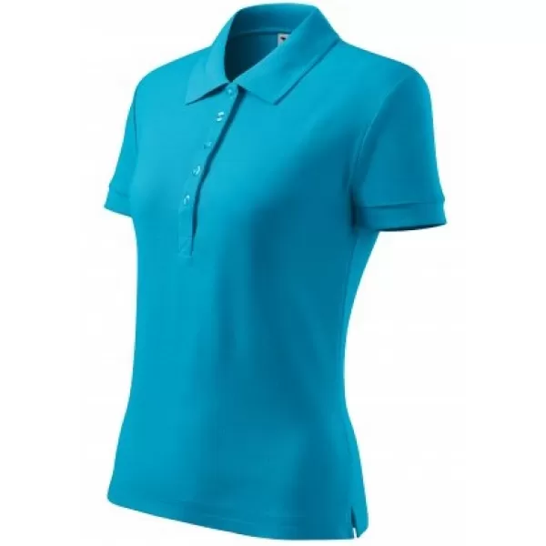  Tricou de damă cu guler MALFINI COTTON 213 TURCOAZ 