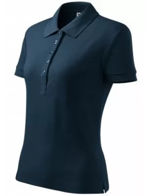 Tricou de damă cu guler MALFINI COTTON 213 ALBASTRU MARIN