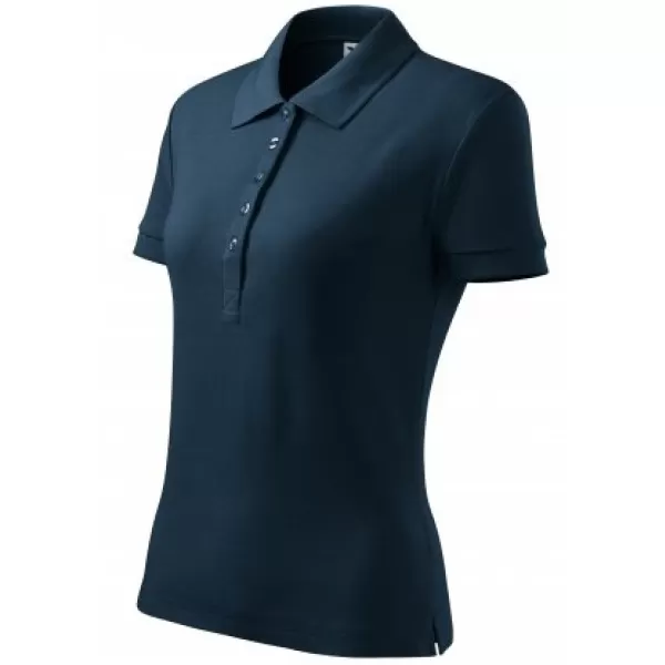  Tricou de damă cu guler MALFINI COTTON 213 ALBASTRU MARIN 