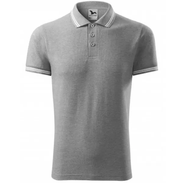  Tricou pentru bărbați cu guler MALFINI URBAN 219 EVIDENȚIERI GRI ÎNCHIS 