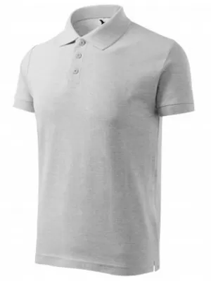 Tricou pentru bărbați cu guler MALFINI COTTON 212 EVIDENȚIERI GRI DESCHIS