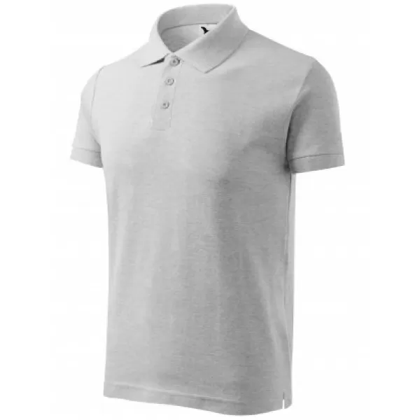  Tricou pentru bărbați cu guler MALFINI COTTON 212 EVIDENȚIERI GRI DESCHIS 
