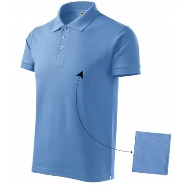  Tricou pentru bărbați cu guler MALFINI COTTON 212 ALBASTRU CERUL 