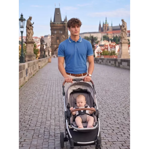  Tricou pentru bărbați cu guler MALFINI URBAN 219 ALBASTRU AZURIU 