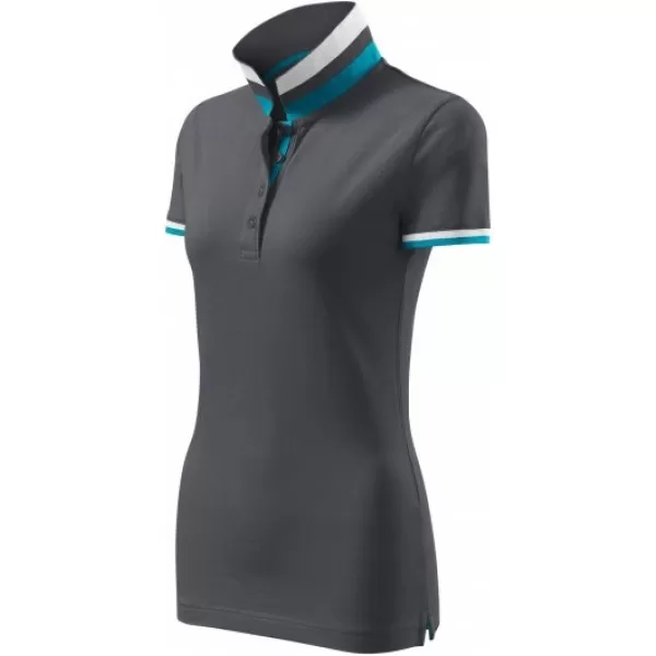  Tricou de damă cu guler MALFINI PREMIUM COLLAR UP 257 ANTRACIT DESCHIS 