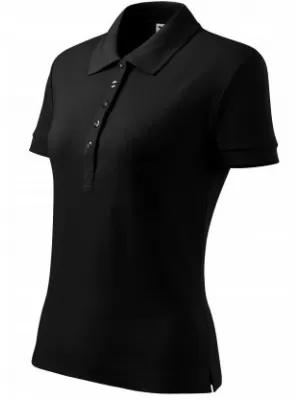 Tricou de damă cu guler MALFINI COTTON 213 NEGRU