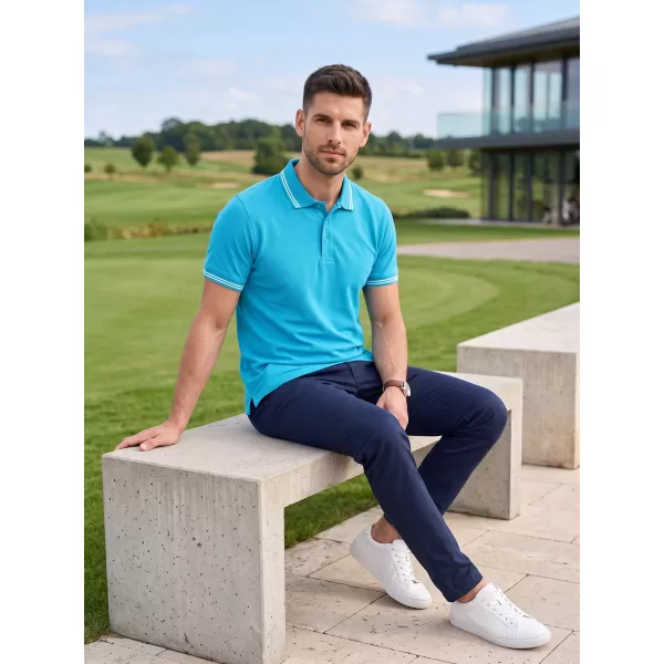  Tricou pentru bărbați cu guler MALFINI URBAN 219 TURCOAZ 