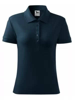 Tricou de damă cu guler MALFINI COTTON 213 ALBASTRU MARIN
