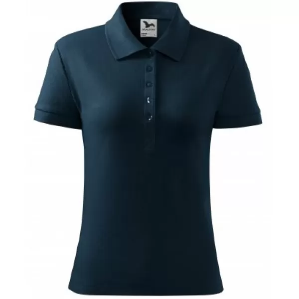  Tricou de damă cu guler MALFINI COTTON 213 ALBASTRU MARIN 