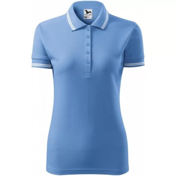  Tricou de damă cu guler MALFINI URBAN 220 ALBASTRU CERUL 