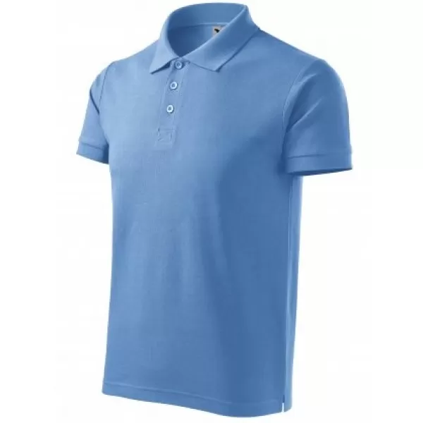  Tricou pentru bărbați cu guler MALFINI COTTON 212 ALBASTRU CERUL 