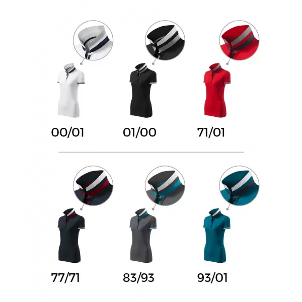  Tricou de damă cu guler MALFINI PREMIUM COLLAR UP 257 ALB 
