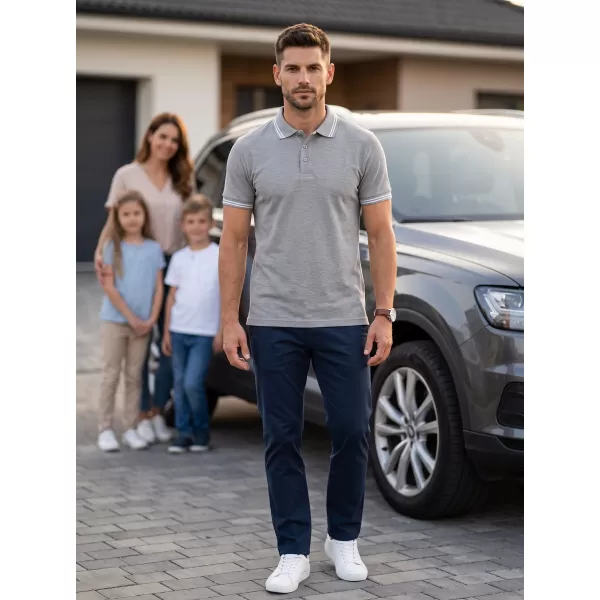  Tricou pentru bărbați cu guler MALFINI URBAN 219 EVIDENȚIERI GRI ÎNCHIS 