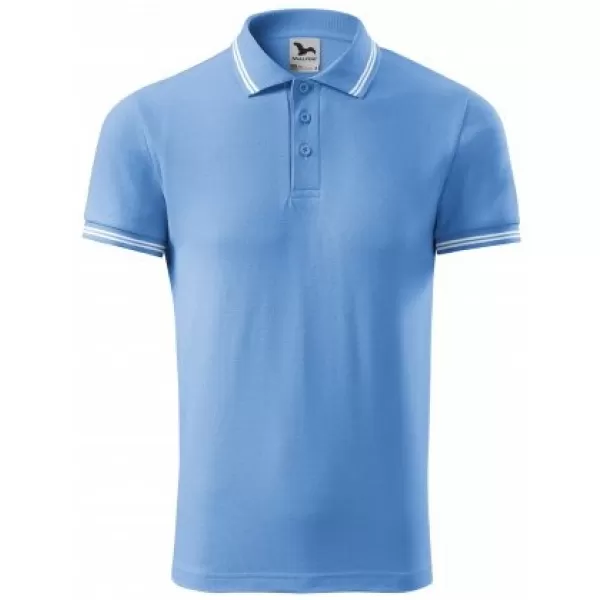  Tricou pentru bărbați cu guler MALFINI URBAN 219 ALBASTRU CERUL 