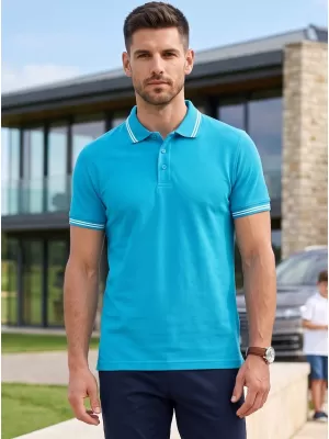 Tricou pentru bărbați cu guler MALFINI URBAN 219 TURCOAZ