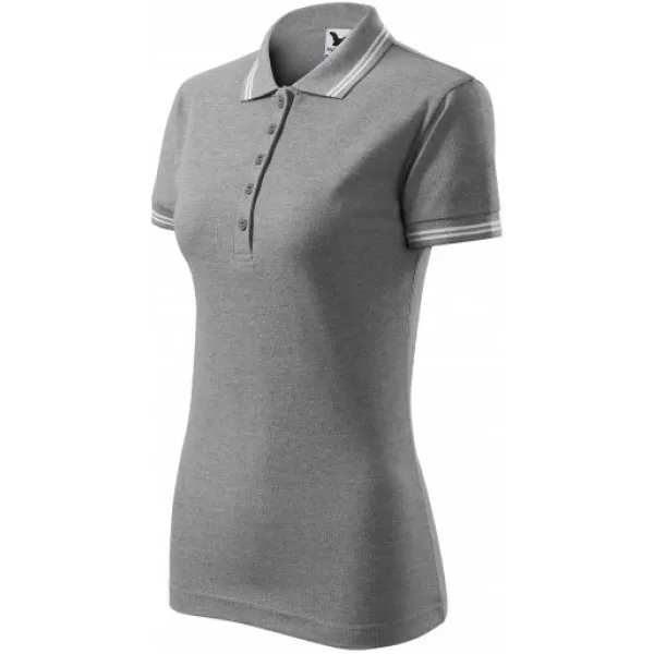  Tricou de damă cu guler MALFINI URBAN 220 EVIDENȚIERI GRI ÎNCHIS 