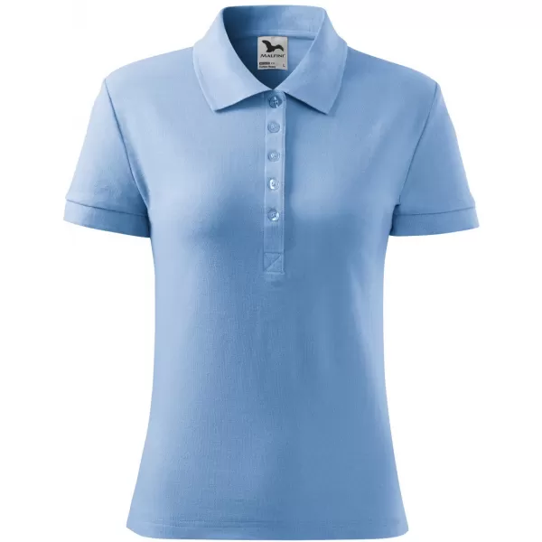  Tricou de damă cu guler MALFINI HEAVY 216 ALBASTRU CERUL 