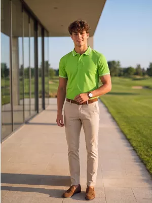 Tricou pentru bărbați cu guler MALFINI URBAN 219 VERDE MĂR