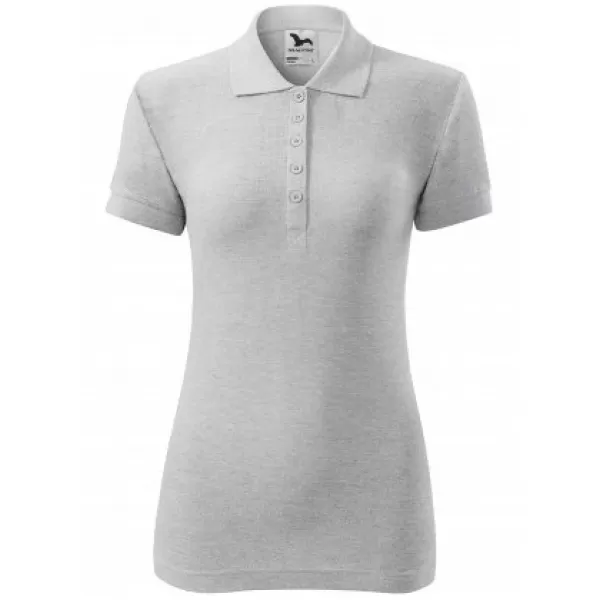  Tricou de damă cu guler MALFINI COTTON 213 EVIDENȚIERI GRI DESCHIS 