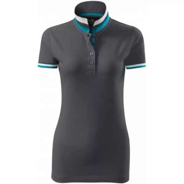  Tricou de damă cu guler MALFINI PREMIUM COLLAR UP 257 ANTRACIT DESCHIS 