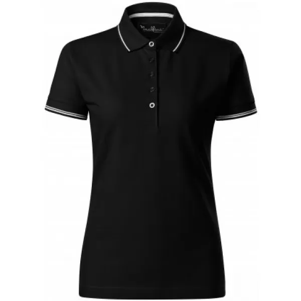 Tricou de damă cu guler MALFINI PREMIUM PERFECTION PLAIN 253 NEGRU 