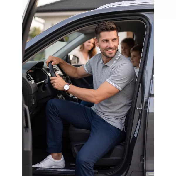  Tricou pentru bărbați cu guler MALFINI URBAN 219 EVIDENȚIERI GRI ÎNCHIS 