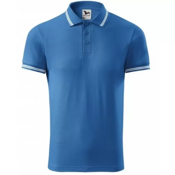  Tricou pentru bărbați cu guler MALFINI URBAN 219 ALBASTRU AZURIU 