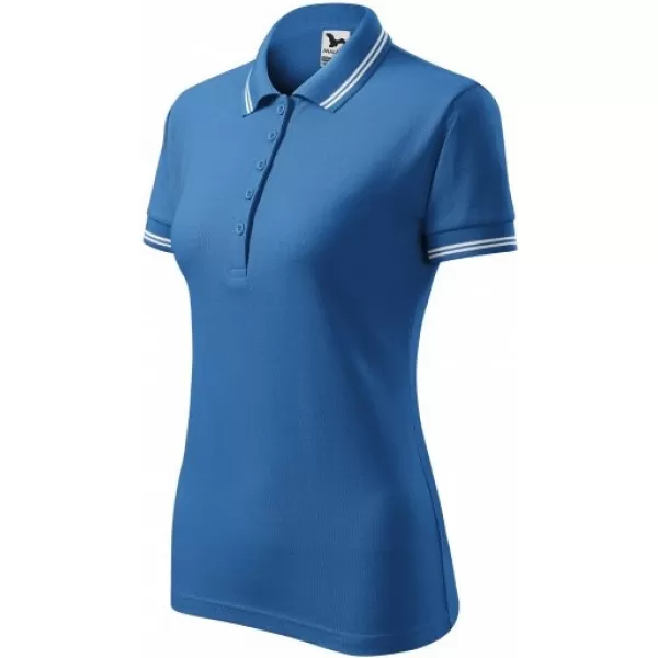  Tricou de damă cu guler MALFINI URBAN 220 ALBASTRU AZURIU 