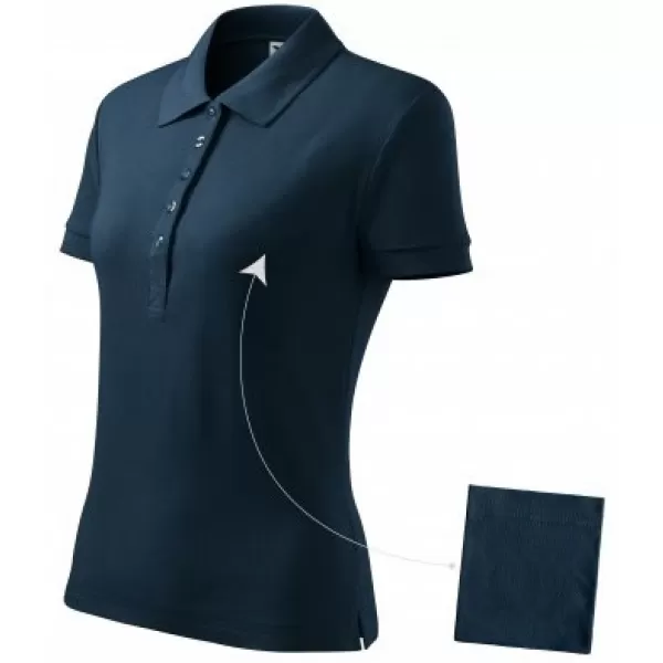  Tricou de damă cu guler MALFINI COTTON 213 ALBASTRU MARIN 
