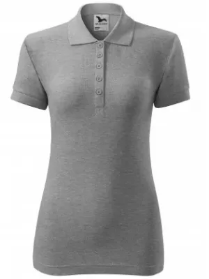 Tricou de damă cu guler MALFINI COTTON 213 EVIDENȚIERI GRI ÎNCHIS