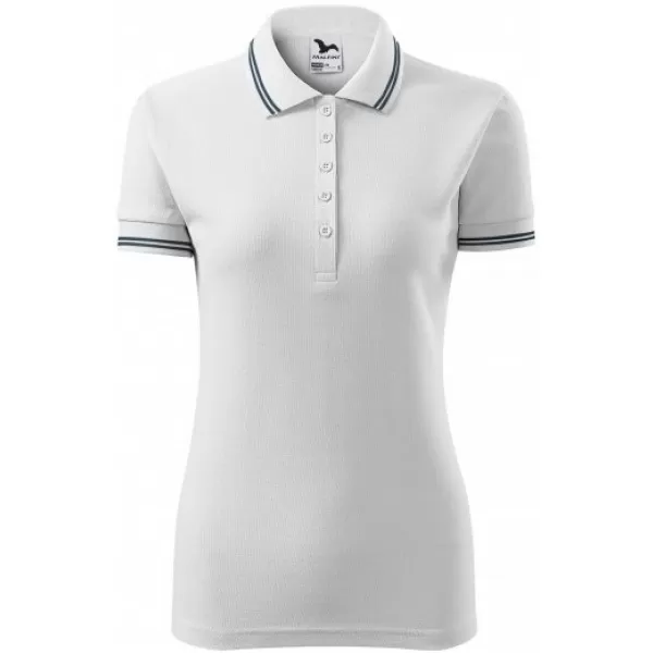  Tricou de damă cu guler MALFINI URBAN 220 ALB 