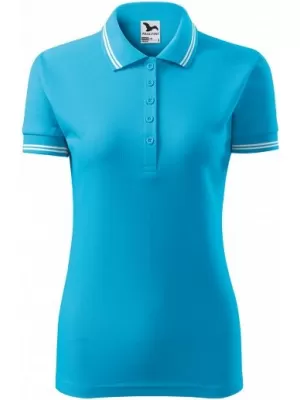 Tricou de damă cu guler MALFINI URBAN 220 TURCOAZ