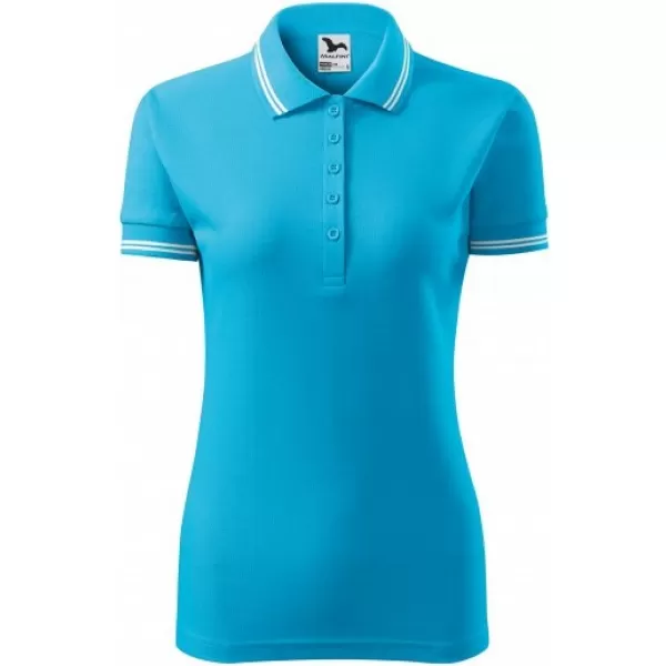  Tricou de damă cu guler MALFINI URBAN 220 TURCOAZ 