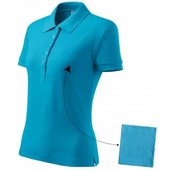  Tricou de damă cu guler MALFINI COTTON 213 TURCOAZ 