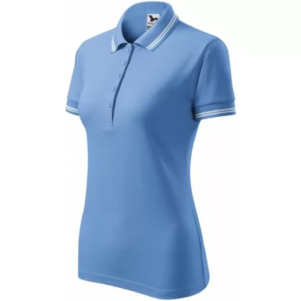  Tricou de damă cu guler MALFINI URBAN 220 ALBASTRU CERUL 