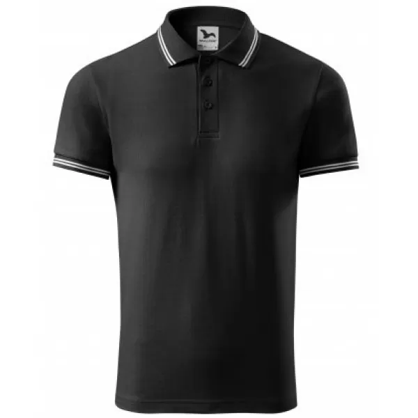  Tricou pentru bărbați cu guler MALFINI URBAN 219 NEGRU 