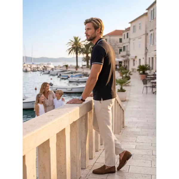  Tricou pentru bărbați cu guler MALFINI URBAN 219 NEGRU 