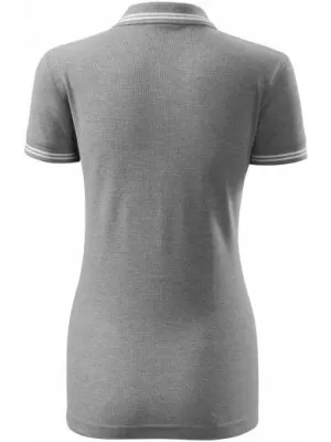 Tricou de damă cu guler MALFINI URBAN 220 EVIDENȚIERI GRI ÎNCHIS