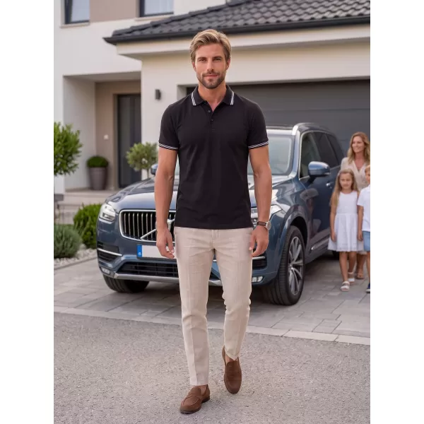  Tricou pentru bărbați cu guler MALFINI URBAN 219 NEGRU 