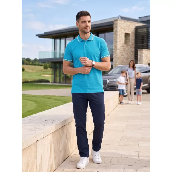  Tricou pentru bărbați cu guler MALFINI URBAN 219 TURCOAZ 