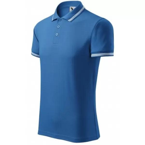  Tricou pentru bărbați cu guler MALFINI URBAN 219 ALBASTRU AZURIU 