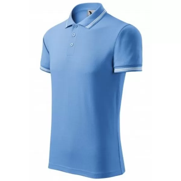  Tricou pentru bărbați cu guler MALFINI URBAN 219 ALBASTRU CERUL 