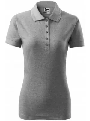 Tricou de damă cu guler MALFINI PIQUE POLO 210 EVIDENȚIERI GRI ÎNCHIS